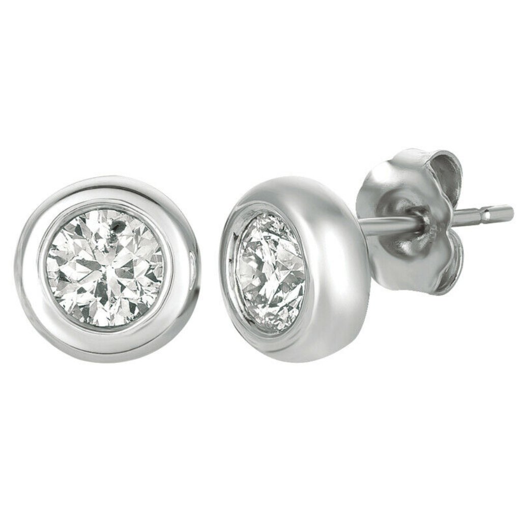 100 Ct Natural Diamond Bezel Earrings